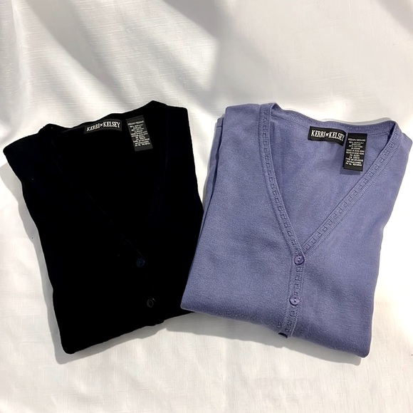 Kerri n Kelsey Sweaters - Cardigans~2~Periwinkle & Black / Kerri n Kelsey